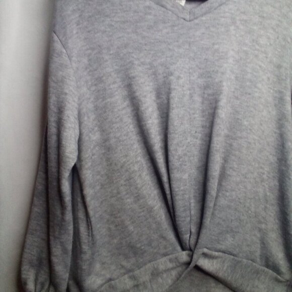 For The Republic Shirt M Women Long Sleeve Cross Front Gray - Picture 10 of 14